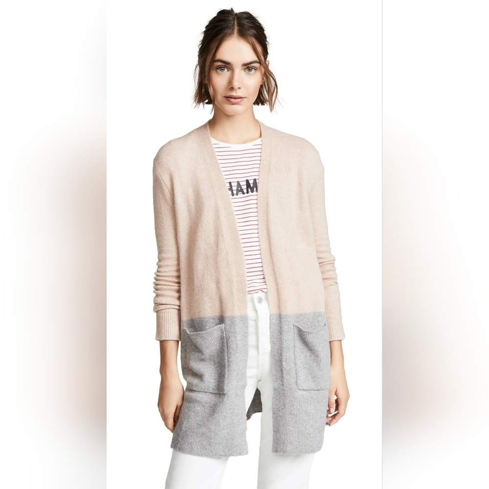 Madewell Women's Edgewater Bubble-Sleeve Colorblock Cardigan Sweater Size Medium